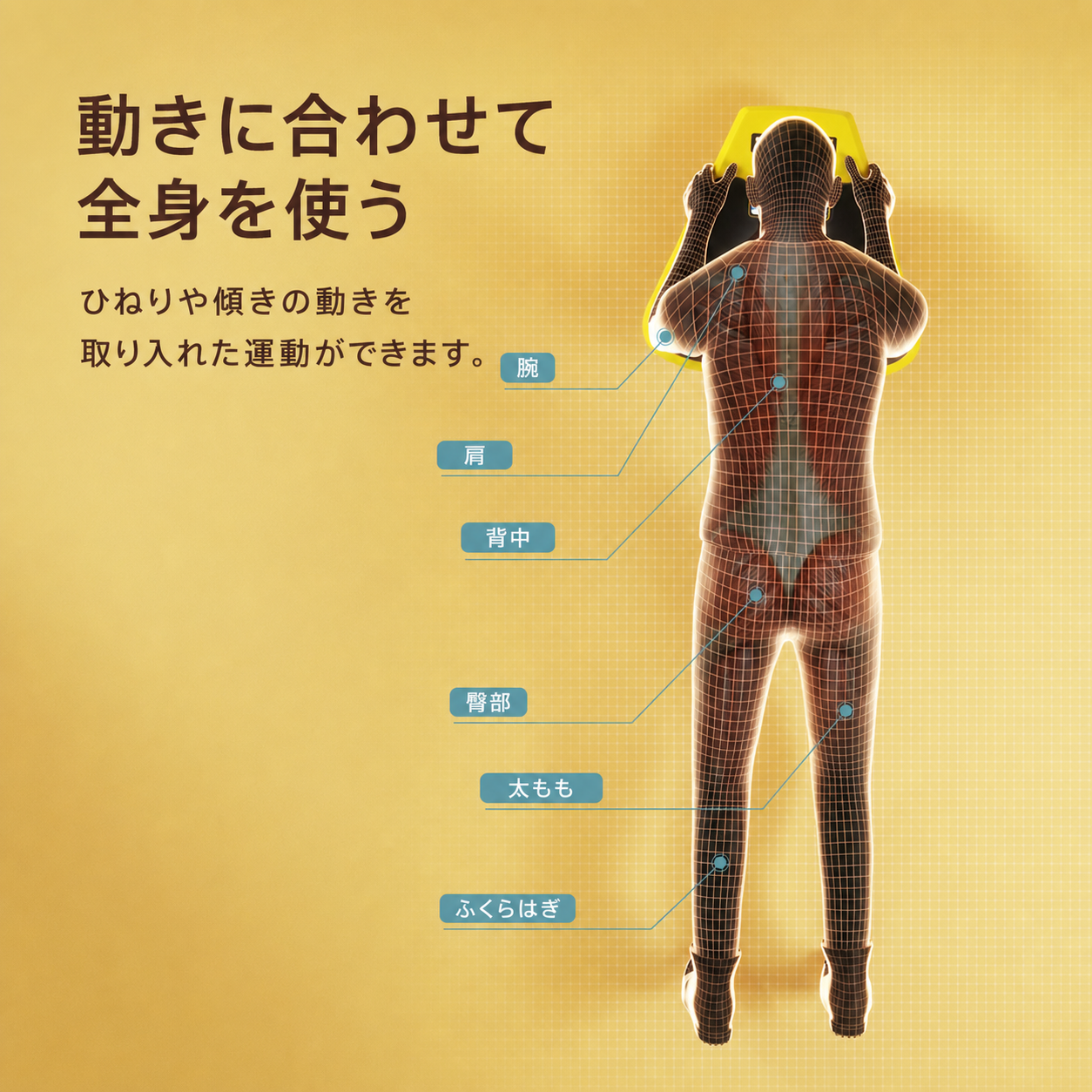 動きに合わせて使う身体部位の例
