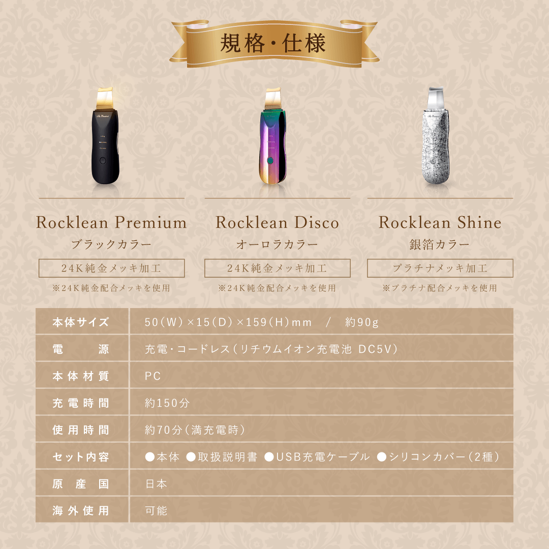 ウォーターピーリング複合美顔器Rocklean ロックリーン